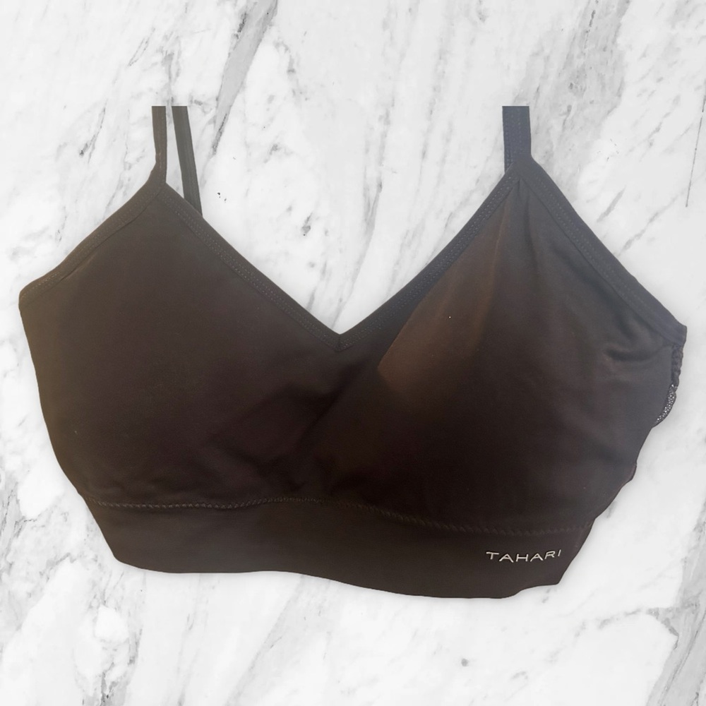 🇺🇸🆕NWOT TAHARI | XL | Black Seemless Bralette Lace back V-Neck - Picture 5 of 16